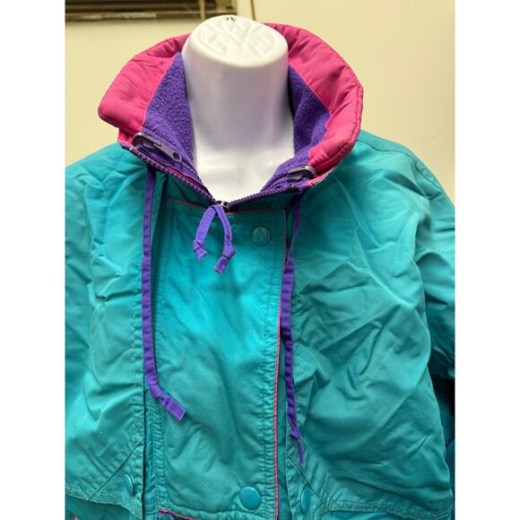 VTG 90's Cabin Creek Womens M Coat Ski 2 layers removable insert Purple Green - Picture 12 of 12